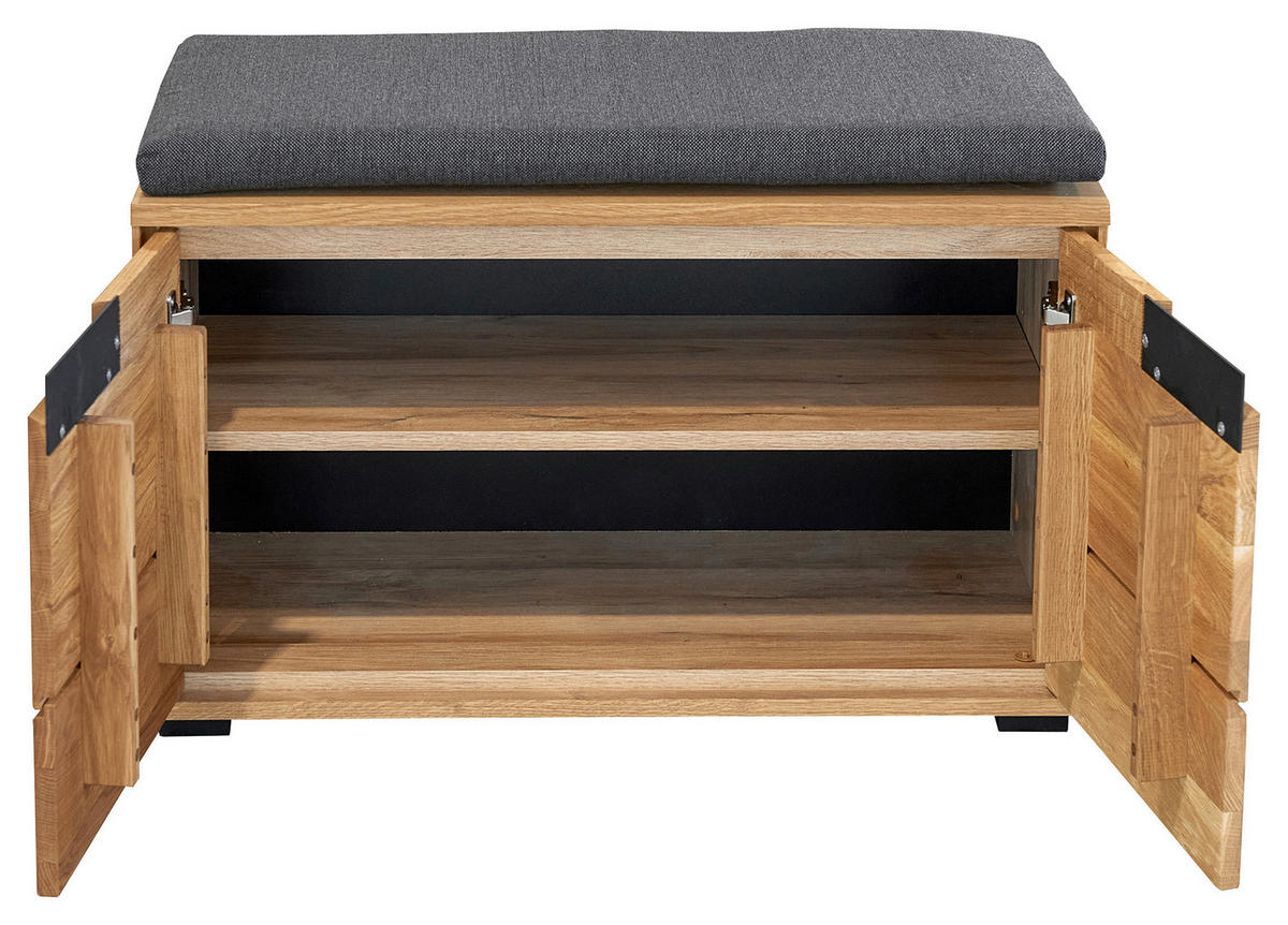 GARDEROBENBANK  in 80/47/40 cm  - Eichefarben/Anthrazit, KONVENTIONELL, Holz/Textil (80/47/40cm) - Linea Natura