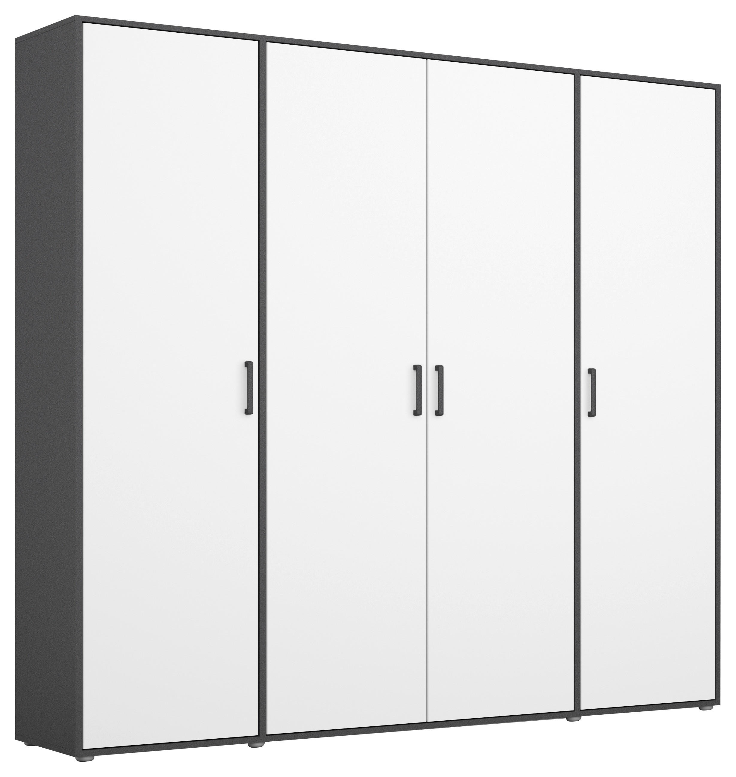 DREHTÜRENSCHRANK 187/194/53 cm,  in Grau, Weiß, 4 Tür(en)  - Weiß/Grau, MODERN, Holzwerkstoff/Kunststoff (187/194/53cm) - Rauch Möbel