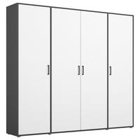 OMARA S KLASIČNIMI VRATI, siva, bela  - siva/bela, Moderno, umetna masa/leseni material (187/194/53cm) - Modern Living