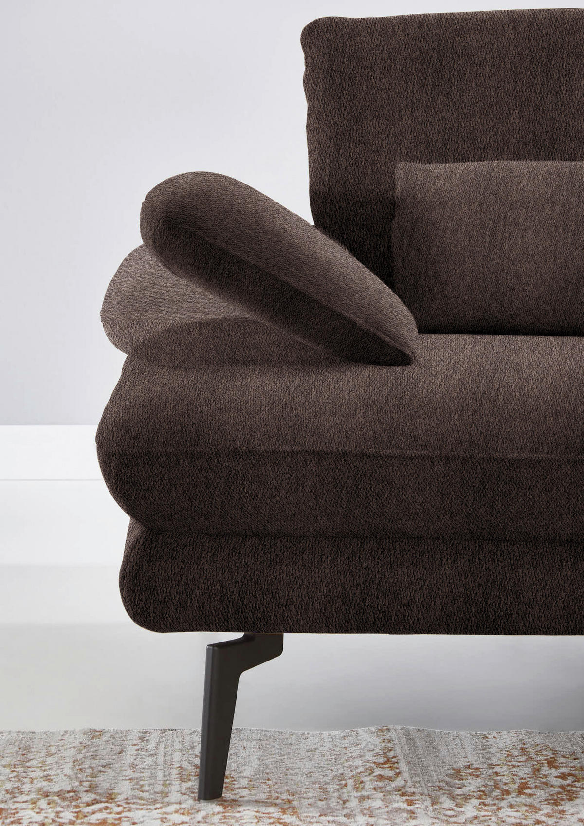 ECKSOFA in Chenille Dunkelbraun  310/180 cm  - Dunkelbraun/Schwarz, Design, Textil/Metall (310/180cm) - Dieter Knoll
