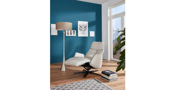 RELAXSESSEL in Leder Hellgrau - Edelstahlfarben/Hellgrau, Design, Leder (71/114/84cm) - Johann Jakob