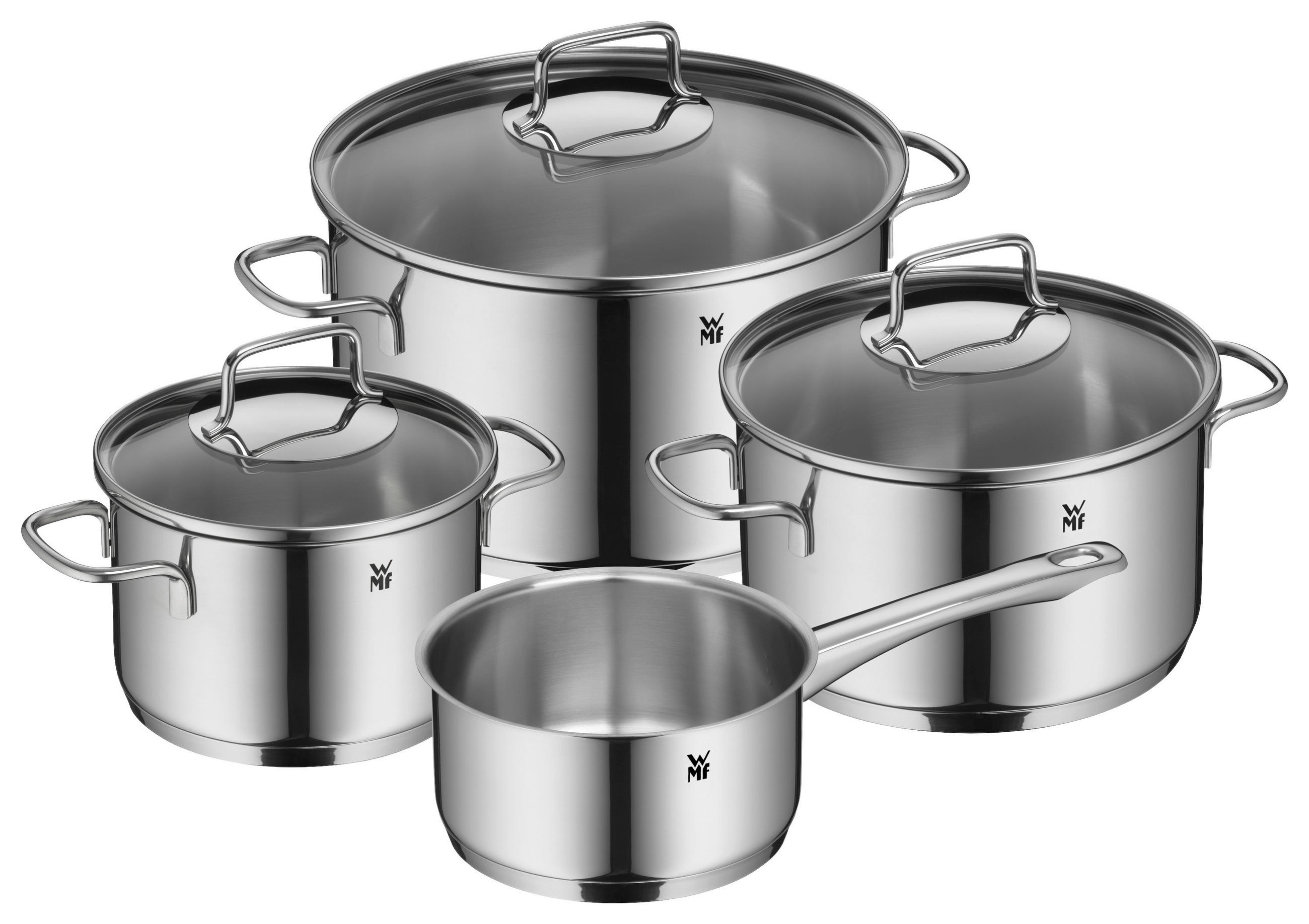 KOCHTOPFSET Astoria 4-teilig  - Edelstahlfarben, Design, Glas/Metall - WMF