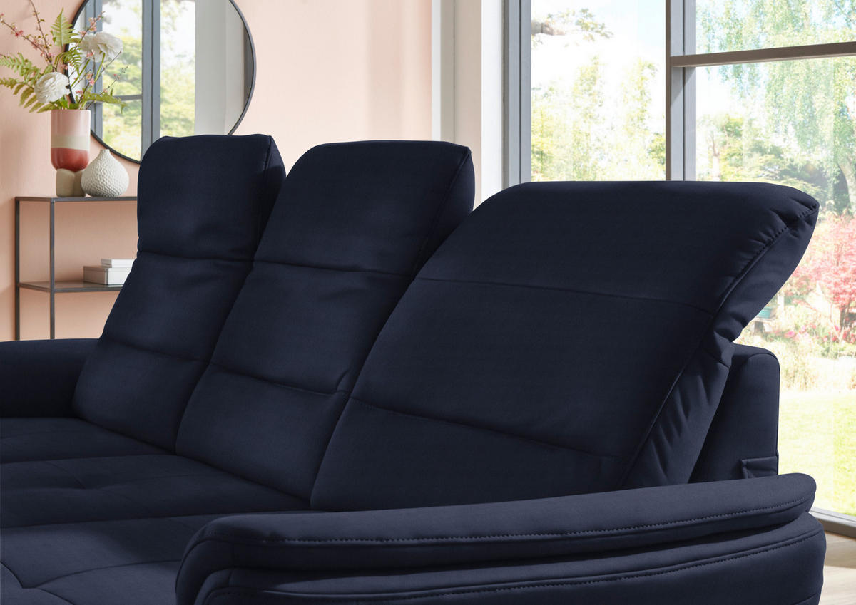 ECKSOFA in Flachgewebe Blau  260/181 cm  - Blau/Schwarz, KONVENTIONELL, Textil/Metall (260/181cm) - Beldomo Speed