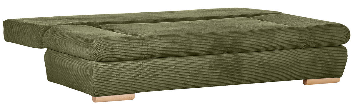 SCHLAFSOFA in Cord Grün  - Naturfarben/Grün, KONVENTIONELL, Holz/Textil (200/75/92cm) - home24
