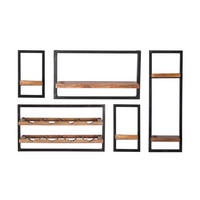 WANDREGALSET 120/75/25 cm  - Schwarz/Naturfarben, Design, Holz/Metall (120/75/25cm) - MID.YOU