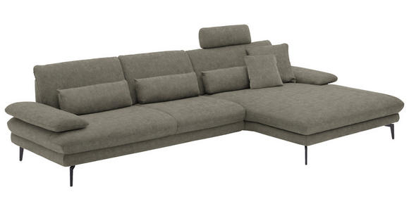 ECKSOFA in Velours Grau 310/180 cm - Schwarz/Grau, Design, Textil/Metall (310/180cm) - Dieter Knoll