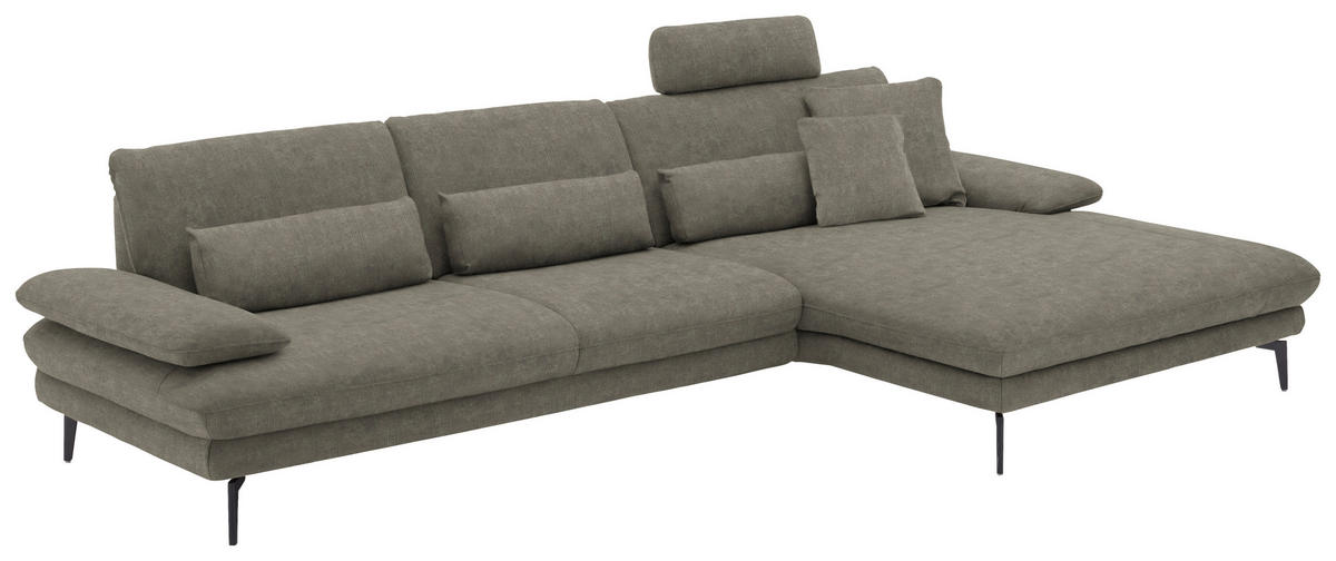 ECKSOFA in Velours Grau  - Schwarz/Grau, Design, Textil/Metall (310/180cm) - Dieter Knoll