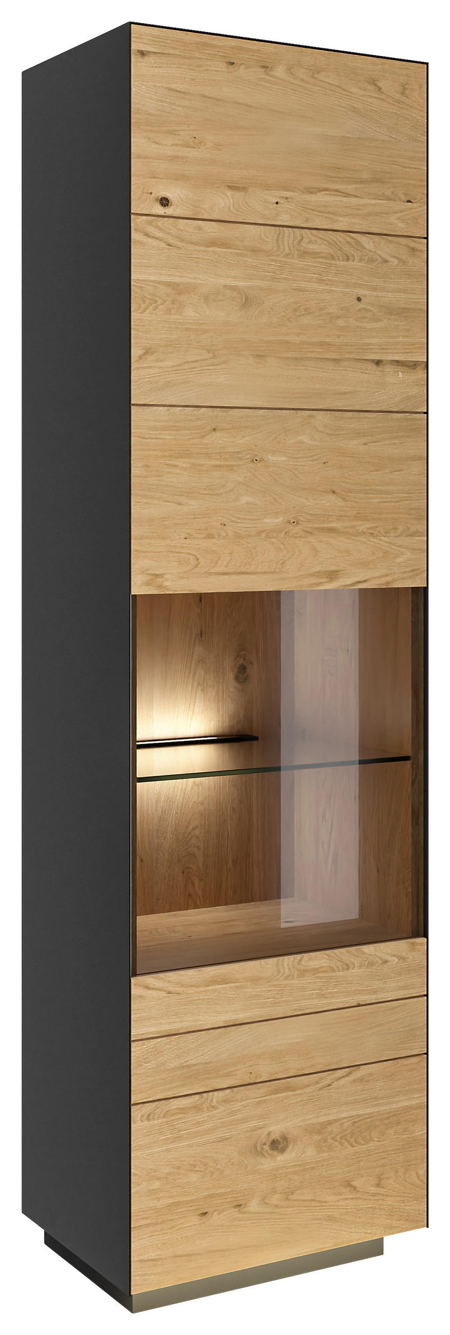 VITRINE Celika Anthrazit, Wildeiche  56/200/40 cm  - Wildeiche/Anthrazit, Natur, Glas/Holz (56/200/40cm) - Dieter Knoll