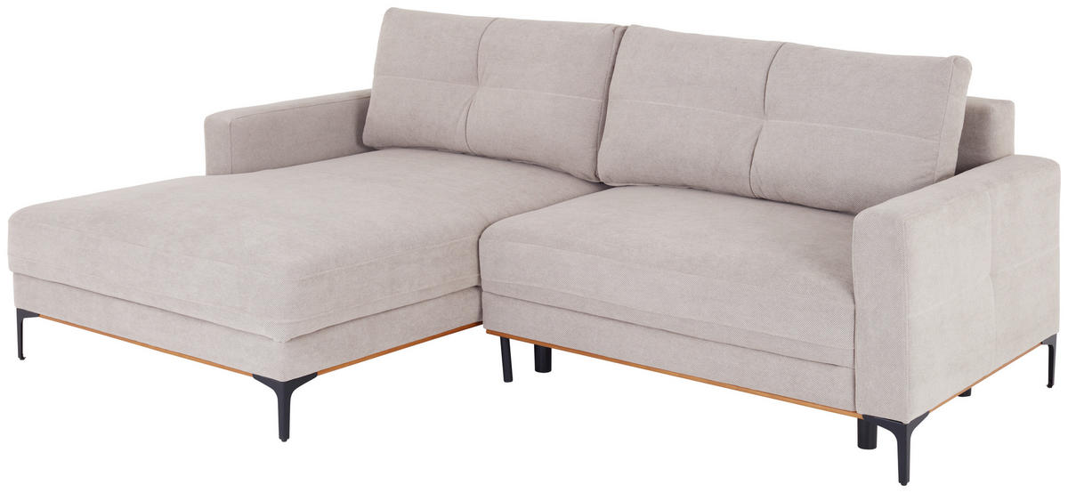 Ecksofa mit Schlaffunktion Beige  - Beige/Schwarz, MODERN, Textil/Metall (162/238cm) - Ondega