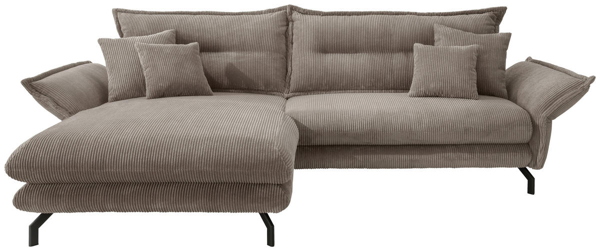 ECKSOFA LAVA - Graubraun/Schwarz, MODERN, Textil/Metall (180/255cm) - Livetastic