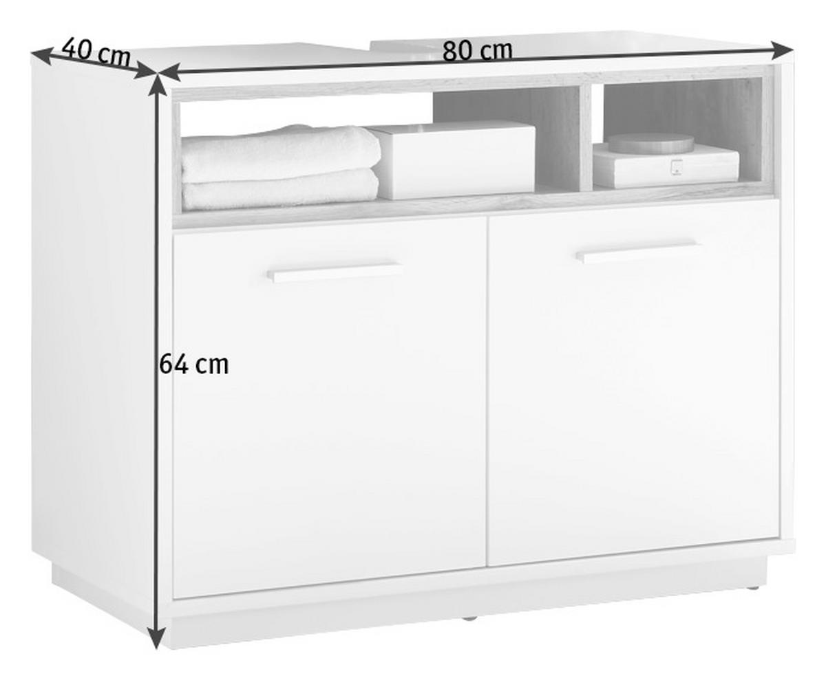 WASCHBECKENUNTERSCHRANK 80/64/40 cm  - Eichefarben/Alufarben, Design, Holzwerkstoff/Kunststoff (80/64/40cm) - MID.YOU