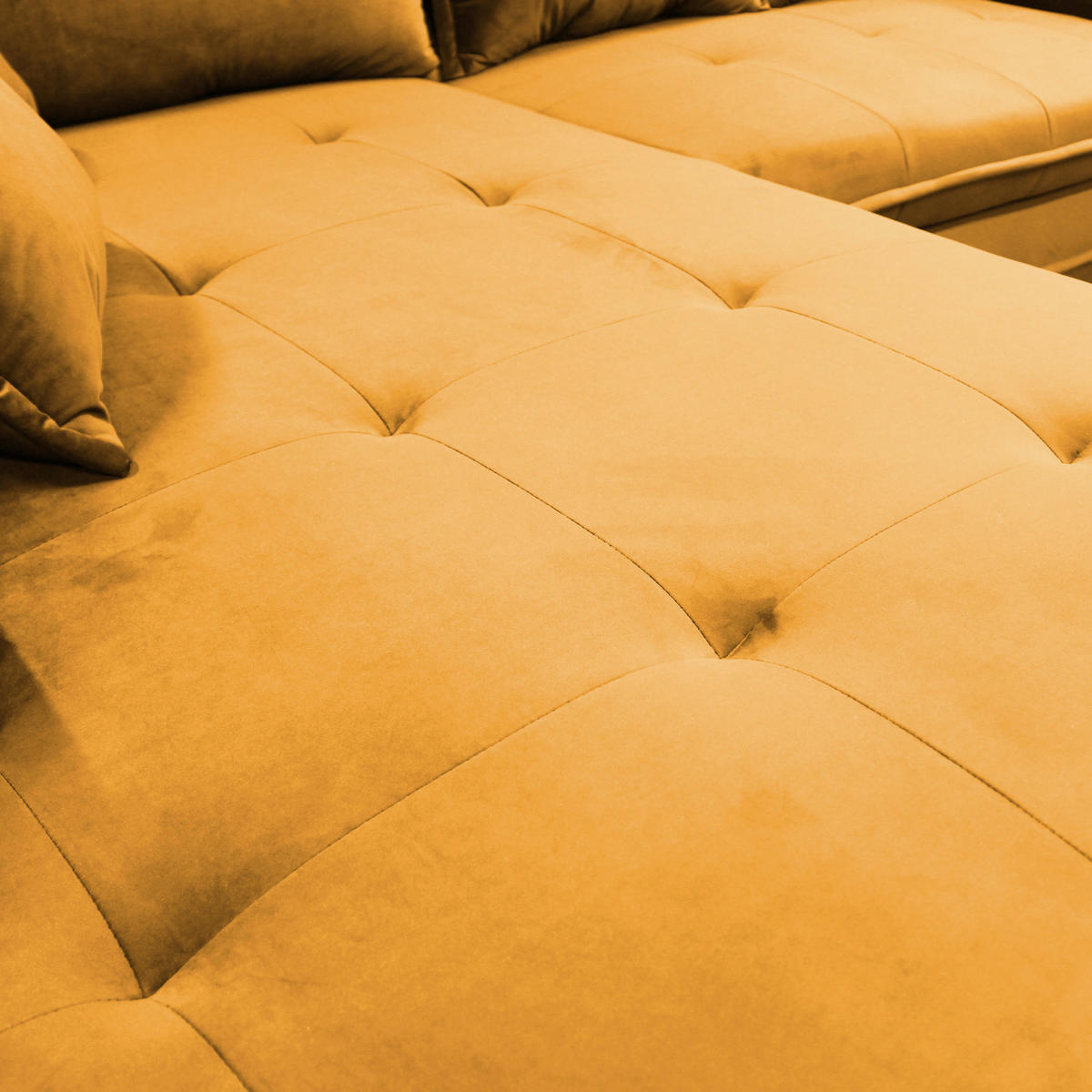 ECKSOFA Gelb Velours  - Beige/Gelb, Design, Textil/Metall (187/277cm) - Livetastic