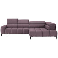ECKSOFA in Samt, Webstoff Flieder  - Flieder/Schwarz, Design, Textil/Metall (300/216cm) - Welnova