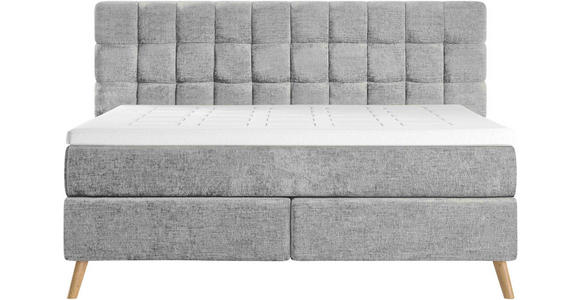 BOXSPRINGBETT 180/200 cm  in Hellgrau  - Eichefarben/Hellgrau, Design, Holz/Textil (180/200cm) - Esposa