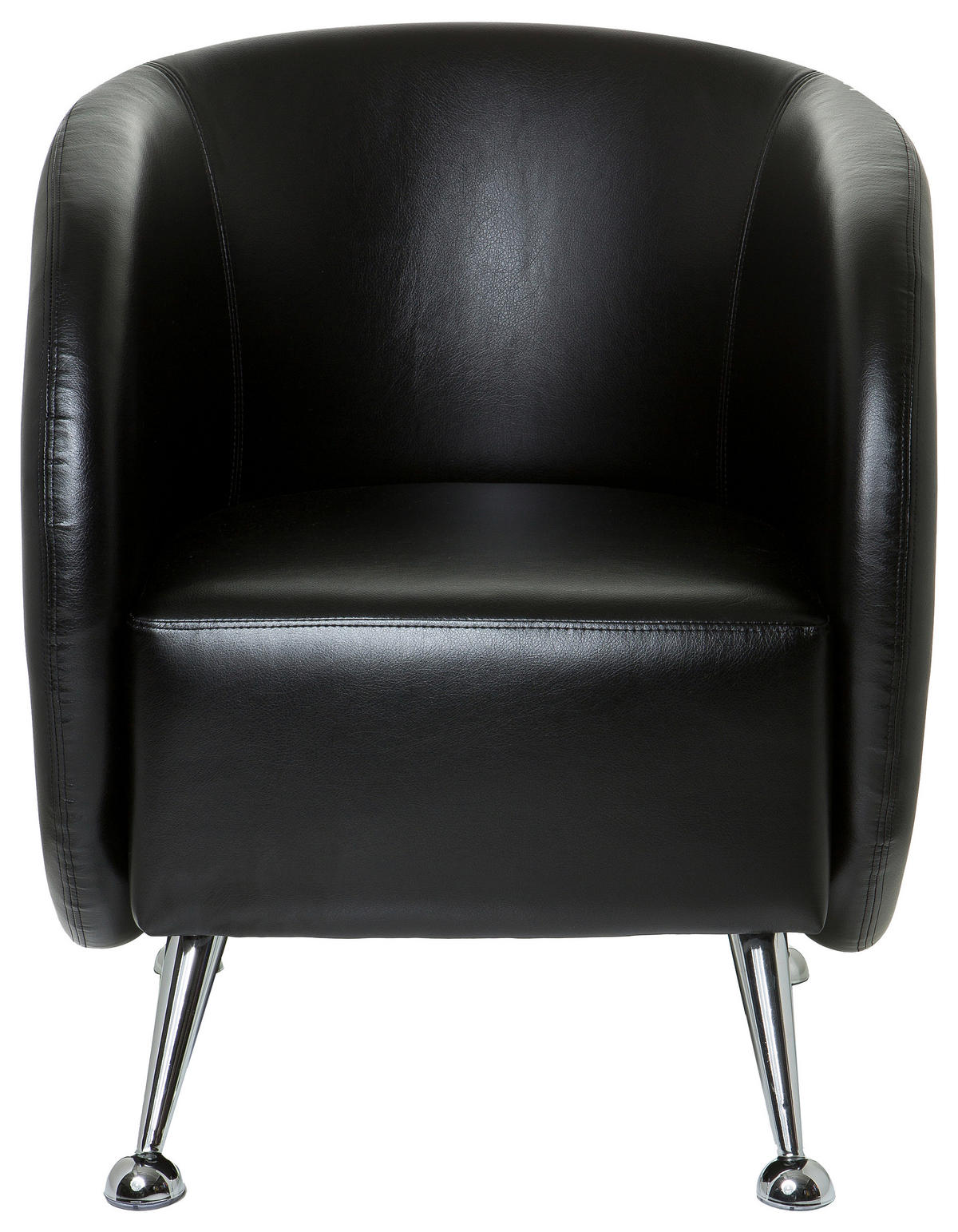 SESSEL Lederlook Schwarz    - Chromfarben/Schwarz, MODERN, Textil/Metall (60/85/50cm) - MID.YOU