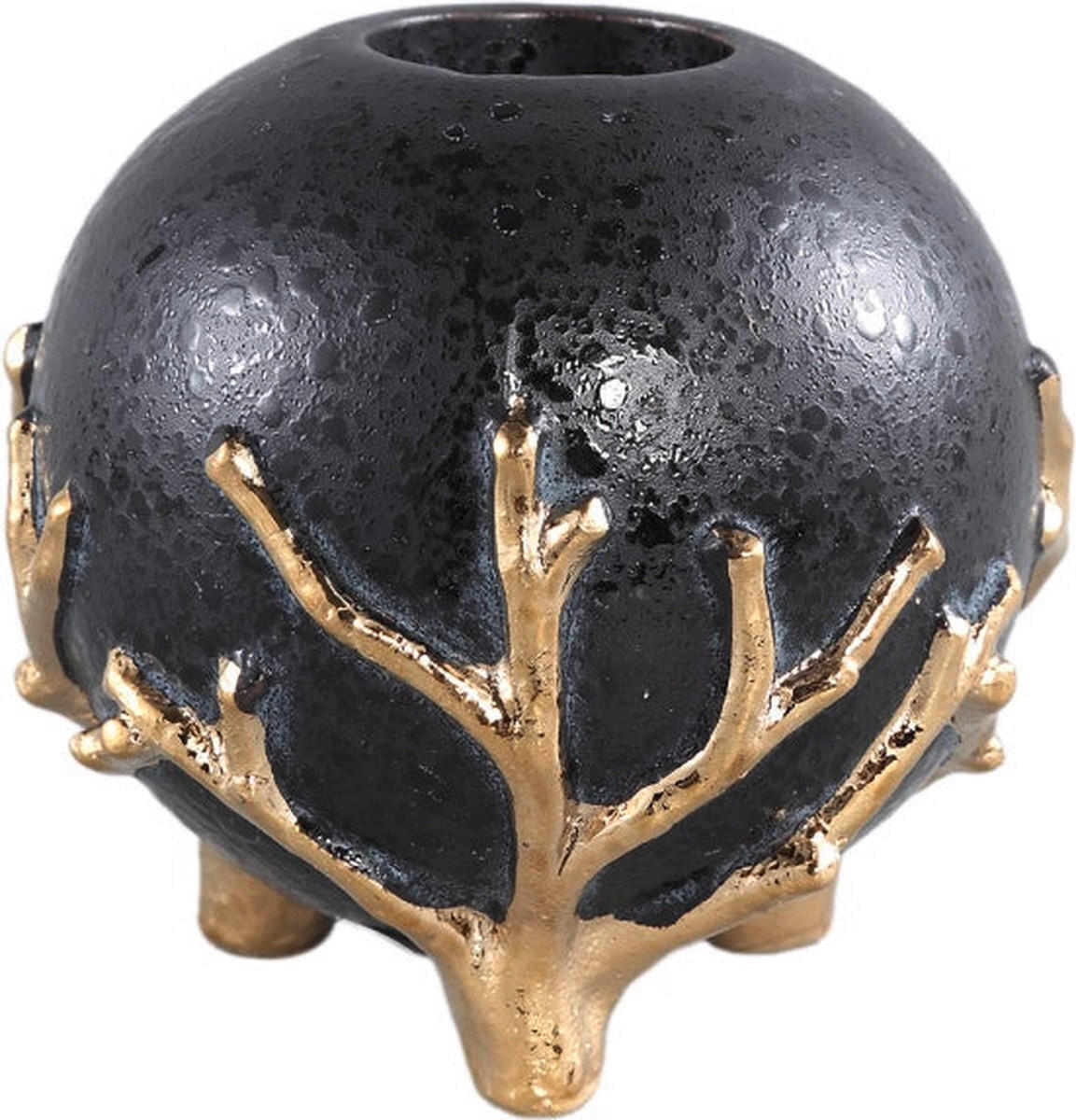 SVEČNIK - zlate barve/črna, Design, keramika (12cm)