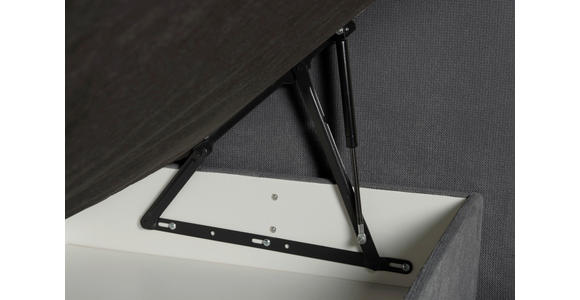 BOXSPRINGBETT 180/200 cm,  in Grau, Matratze, gepolstertes Kopfteil, Bettkasten, Topper, H2 + H3 = mittel + fest  - Schwarz/Grau, KONVENTIONELL, Kunststoff/Textil (180/200cm) - Carryhome