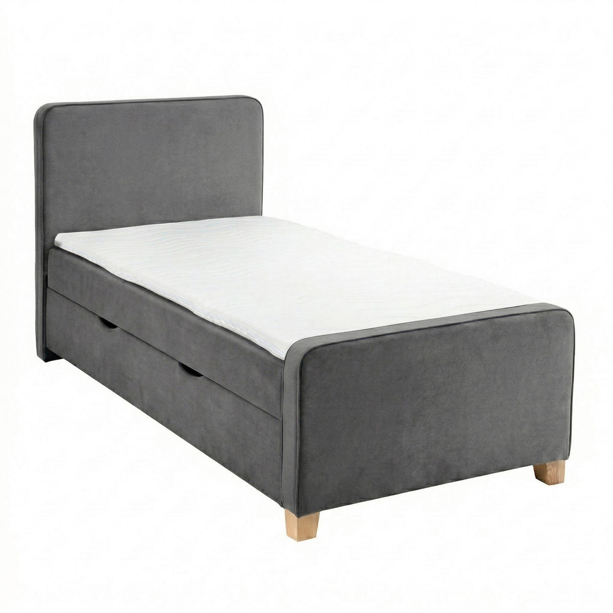 BOXBETT 140/200 cm  in Graphitfarben  - Graphitfarben/Kernbuche, MODERN, Holz/Textil (140/200cm) - MID.YOU