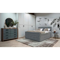 BOXSPRINGBETT 140/200 cm  in Graphitfarben  - Graphitfarben, MODERN, Textil (140/200cm) - Livetastic
