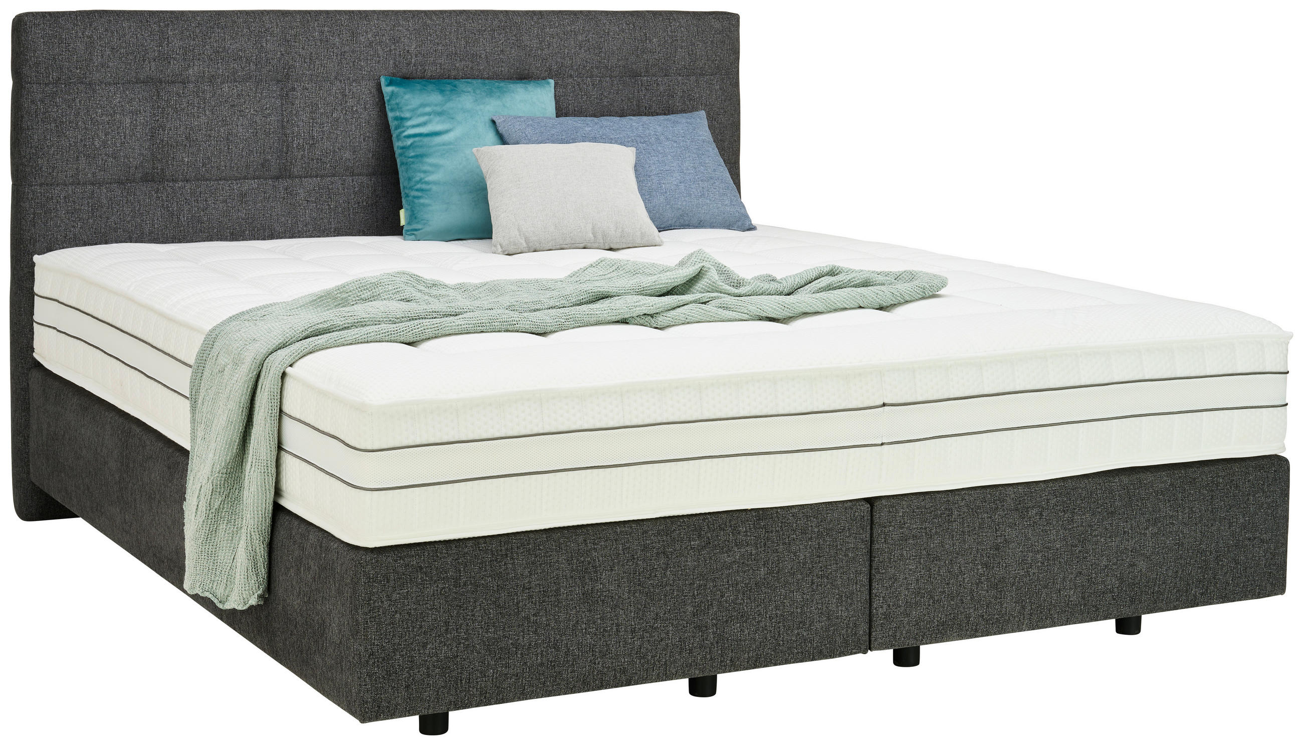 BOXSPRINGBETT 180/200 cm  in Anthrazit  - Anthrazit/Schwarz, Design, Kunststoff/Textil (180/200cm) - Esposa