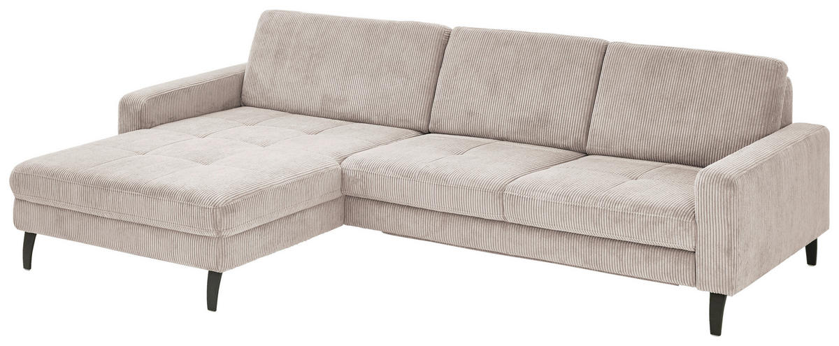 ECKSOFA in Cord Hellbraun  - Hellbraun/Schwarz, Modern, Textil/Metall (177/302cm) - Beldomo Style