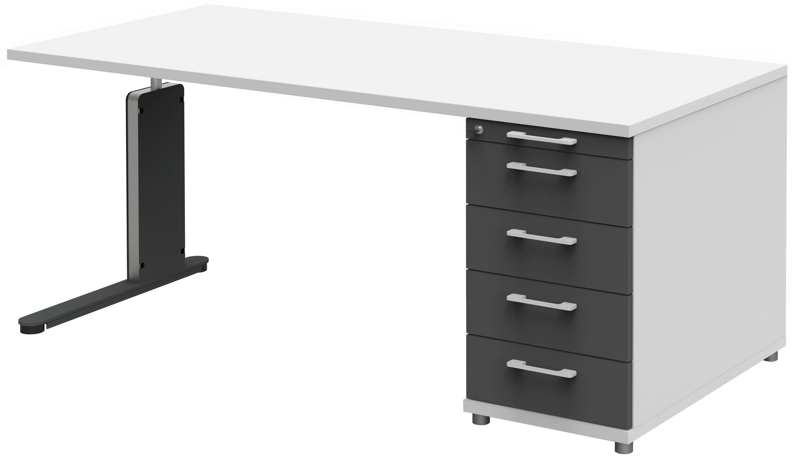 SCHREIBTISCH 160/80/72-78 cm  in Anthrazit, Weiß  - Anthrazit/Weiß, Design, Holzwerkstoff/Metall (160/80/72-78cm) - Moderano