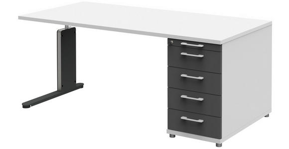 SCHREIBTISCH 160/80/72-78 cm in Anthrazit, Weiß - Anthrazit/Weiß, Design, Holzwerkstoff/Metall (160/80/72-78cm) - Moderano