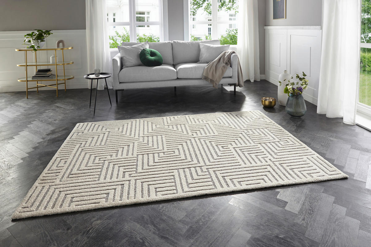 HOCHFLORTEPPICH 80/150 cm New York Creme, Grau  - Creme/Grau, Basics, Kunststoff/Textil (80/150cm)