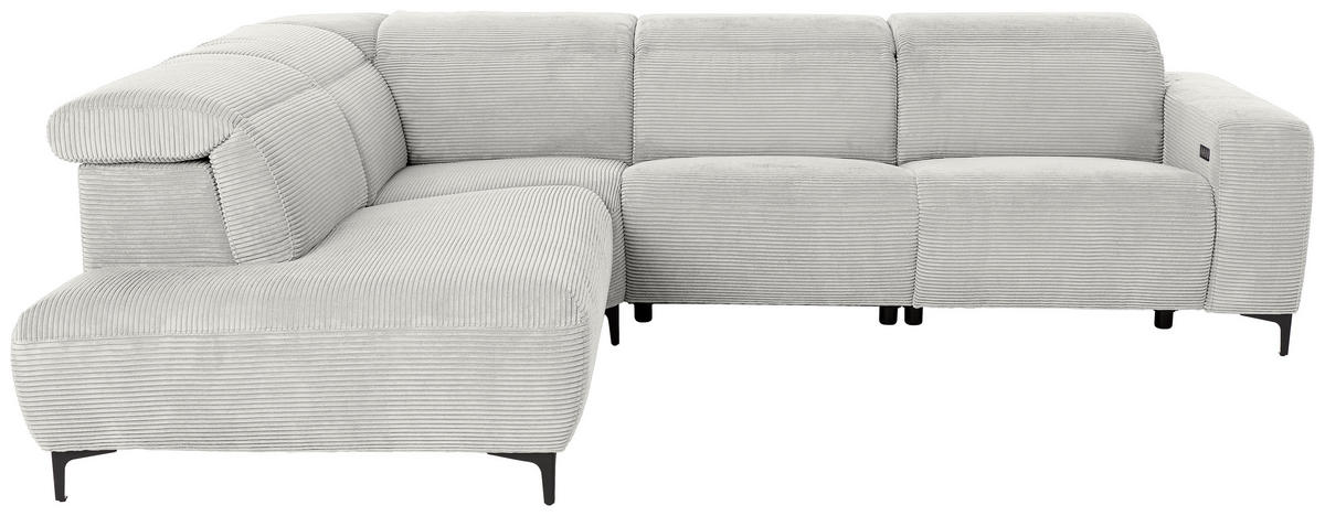 ECKSOFA Weiß Cord  - Schwarz/Weiß, Design, Textil (223/290cm) - Pure Home Lifestyle