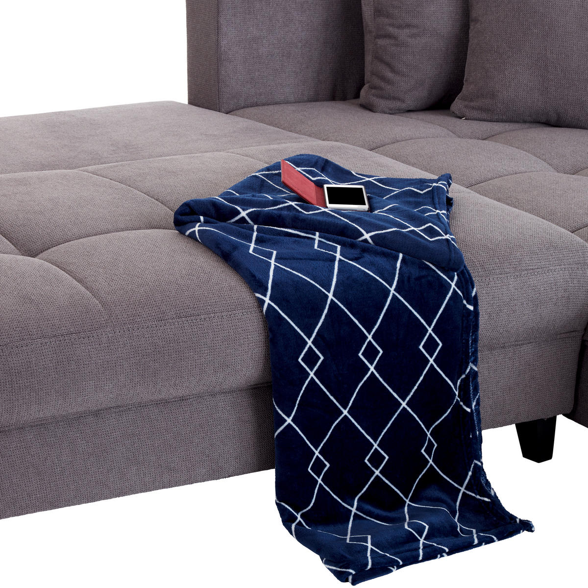 ECKSOFA in Webstoff Grau  - Schwarz/Grau, Design, Holz/Textil (309/197cm) - Livetastic