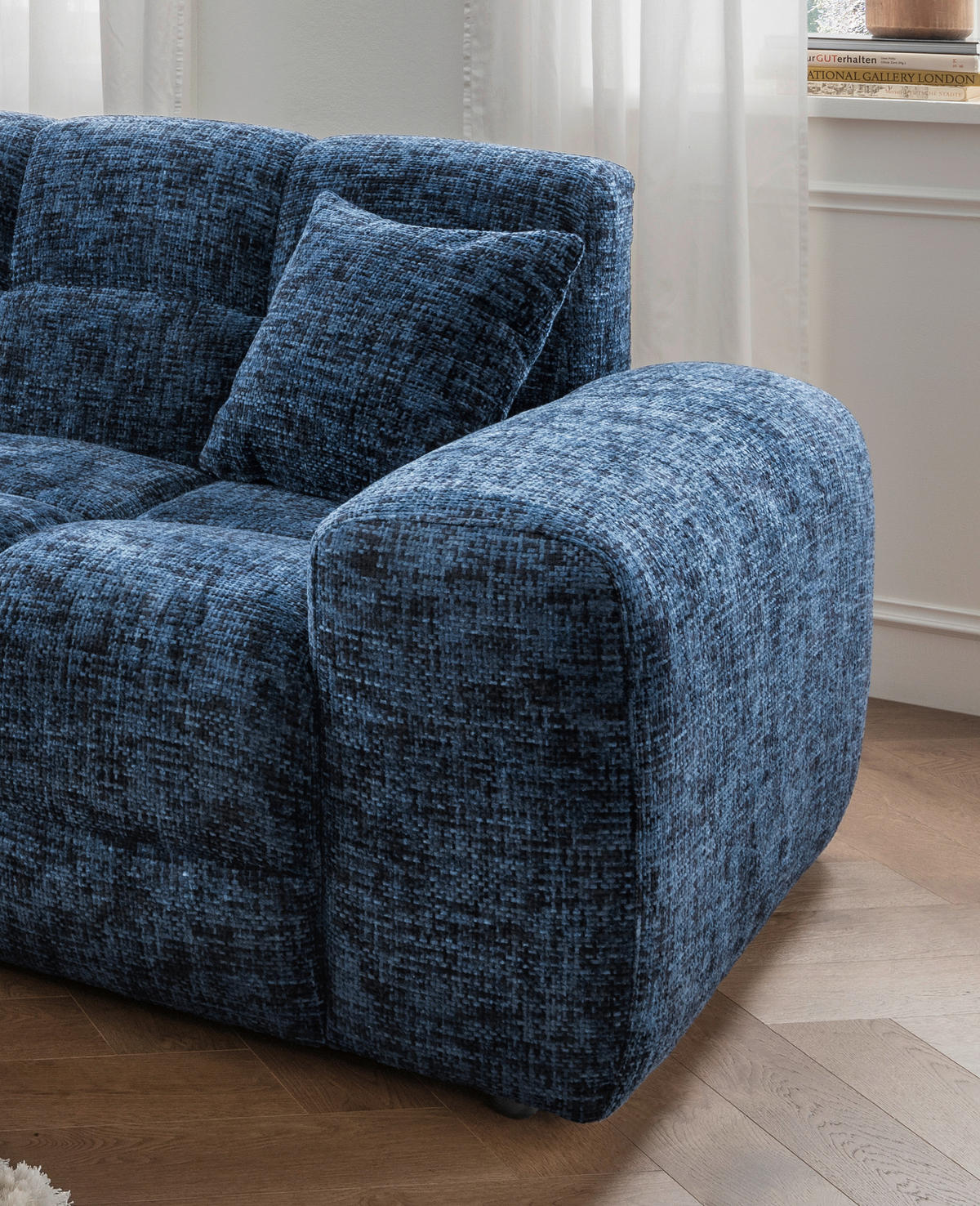 ECKSOFA in Struktur Blau  - Blau/Schwarz, Modern, Kunststoff/Textil (152/301cm) - Livetastic