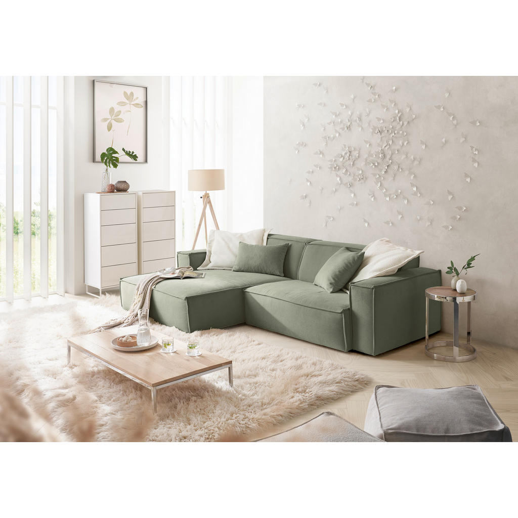 Thumbnail - Hom`in Ecksofa, Olivgrün, Textil, 4-Sitzer, Ottomane links, L-Form, 276x168 cm, Blauer Engel, Goldenes M, Oeko-Tex® Stan...