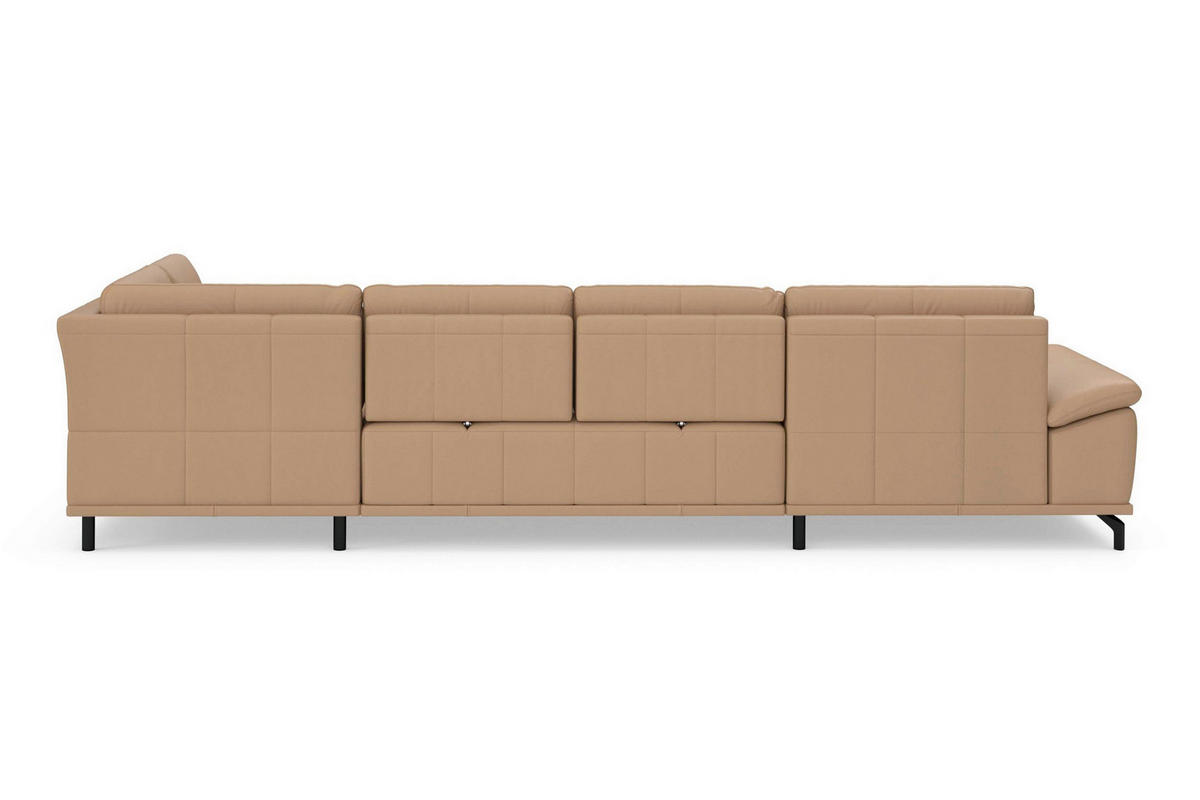 WOHNLANDSCHAFT COSTELLO E Cappuccino Echtleder  - Schwarz/Cappuccino, Basics, Leder/Metall (176/363/223cm) - Sit & More