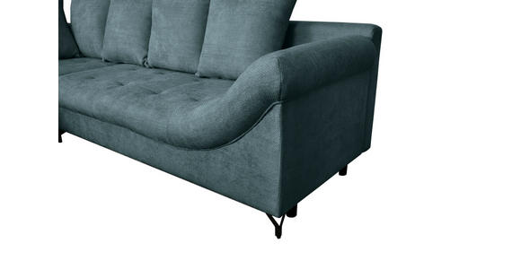ECKSOFA Blau Struktur  inkl. Rückenkissen, Bettkasten, Schlaffunktion, Rücken echt, Liegefläche im Originalstoff  - Blau/Schwarz, KONVENTIONELL, Textil/Metall (194/274cm) - Carryhome