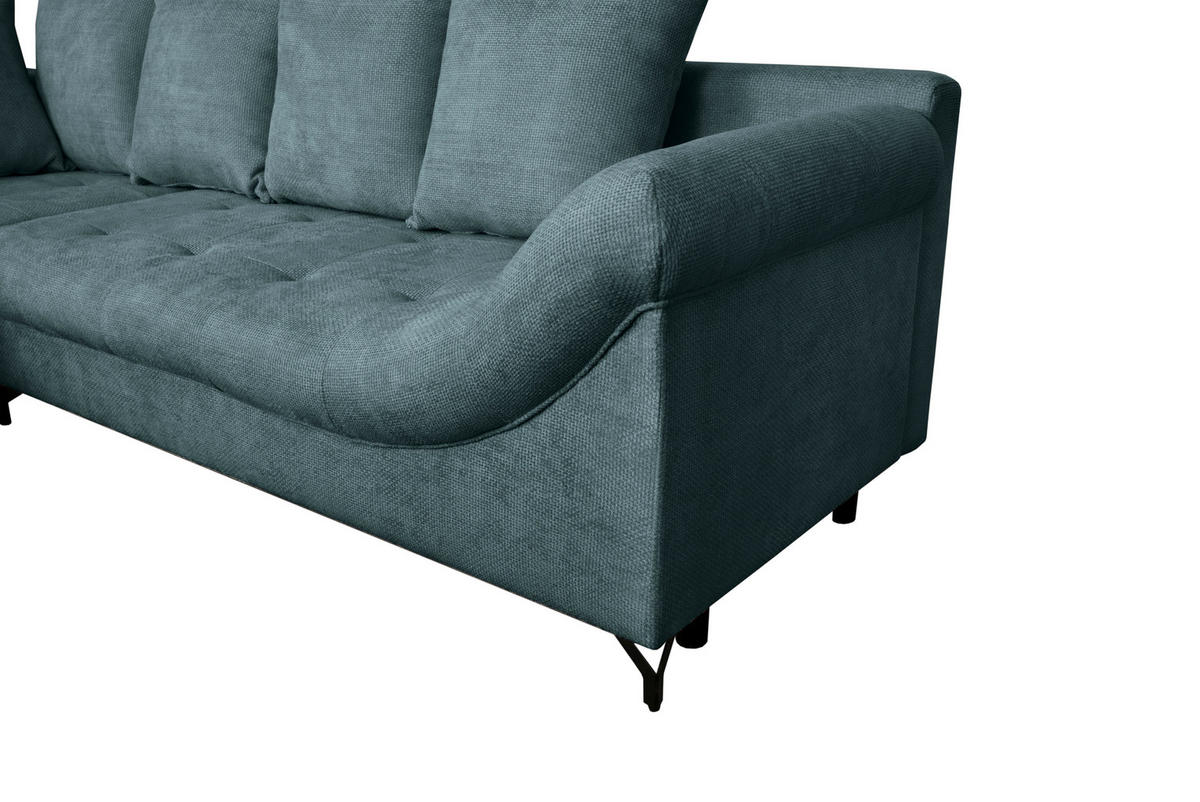 ECKSOFA Blau Struktur  - Blau/Schwarz, KONVENTIONELL, Textil/Metall (194/274cm) - Carryhome