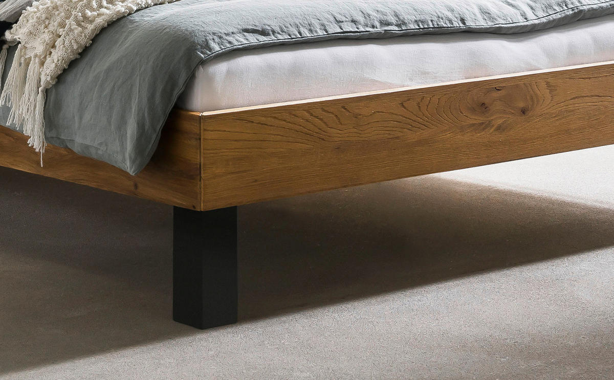 BETT 90/200 cm  in Anthrazit, Wildeiche  - Wildeiche/Eichefarben, Natur, Holz/Metall (90/200cm) - Hasena