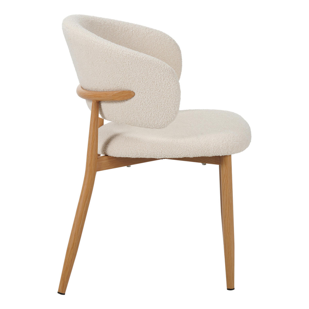 STUHL-SET 2 Stück  in Stahl Bouclé Metall, Textil  - Elfenbein, MODERN, Textil/Metall (54/79/54cm) - Livetastic