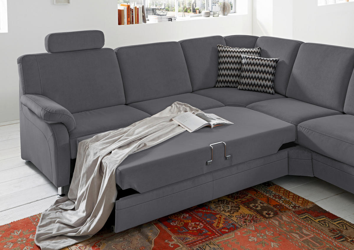 ECKSOFA in Flachgewebe Grau  - Alufarben/Grau, Konventionell, Textil/Metall (269/287cm) - Beldomo System