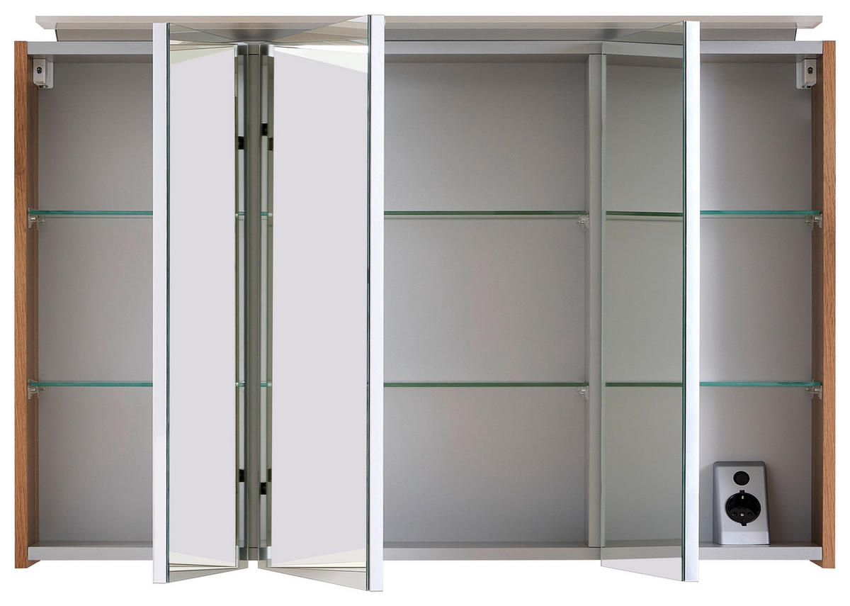 SPIEGELSCHRANK 100/64/15 cm  - Eichefarben/Silberfarben, KONVENTIONELL, Glas/Holzwerkstoff (100/64/15cm) - Novel