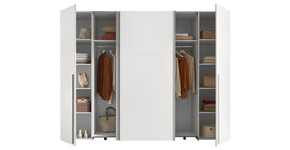 KLEIDERSCHRANK  in Weiß  - Alufarben/Weiß, KONVENTIONELL, Holzwerkstoff/Kunststoff (267/205/57cm) - Carryhome