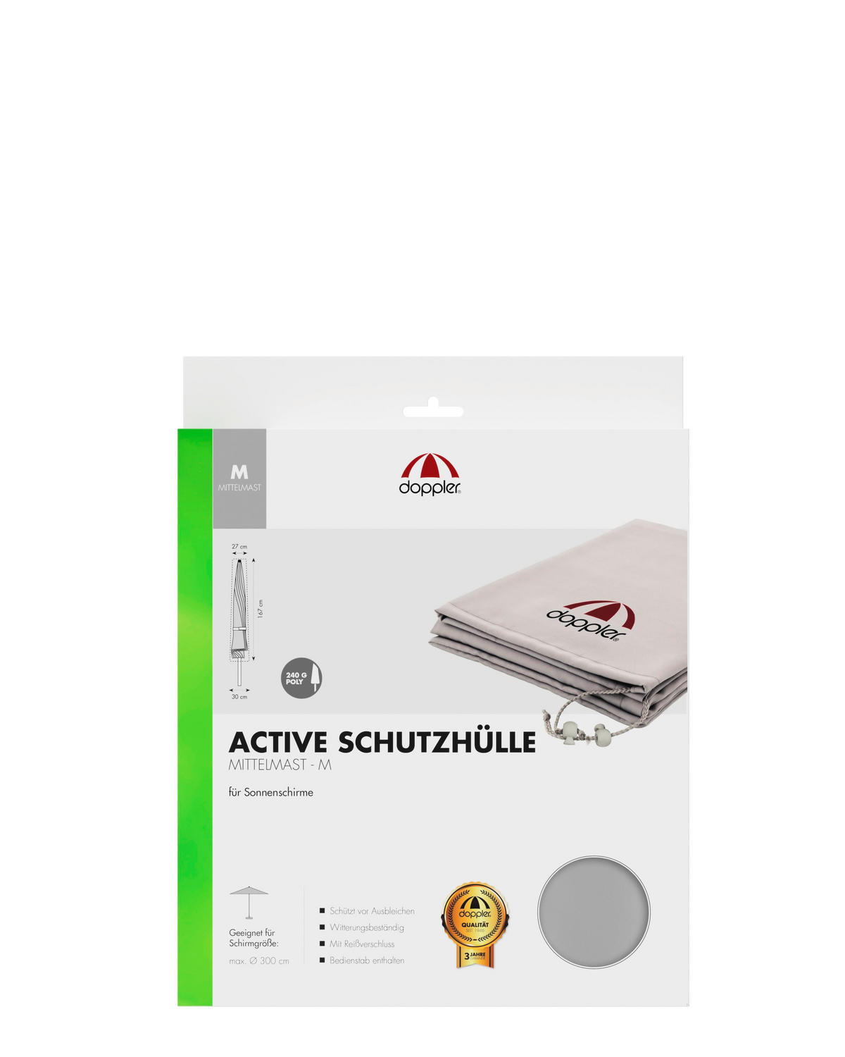 SCHIRMHÜLLE - Hellgrau, Basics, Textil (167/30/27cm) - Doppler
