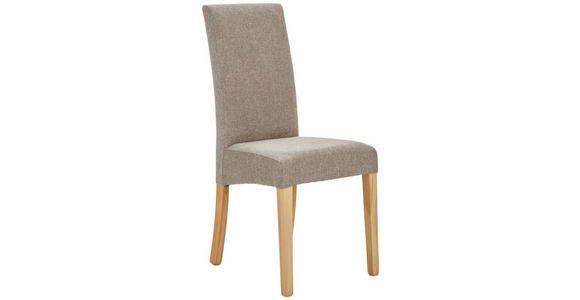 STUHL Mikrofaser Taupe, Eichefarben Eiche massiv - Taupe/Eichefarben, LIFESTYLE, Holz/Textil (42/95/57cm) - Carryhome