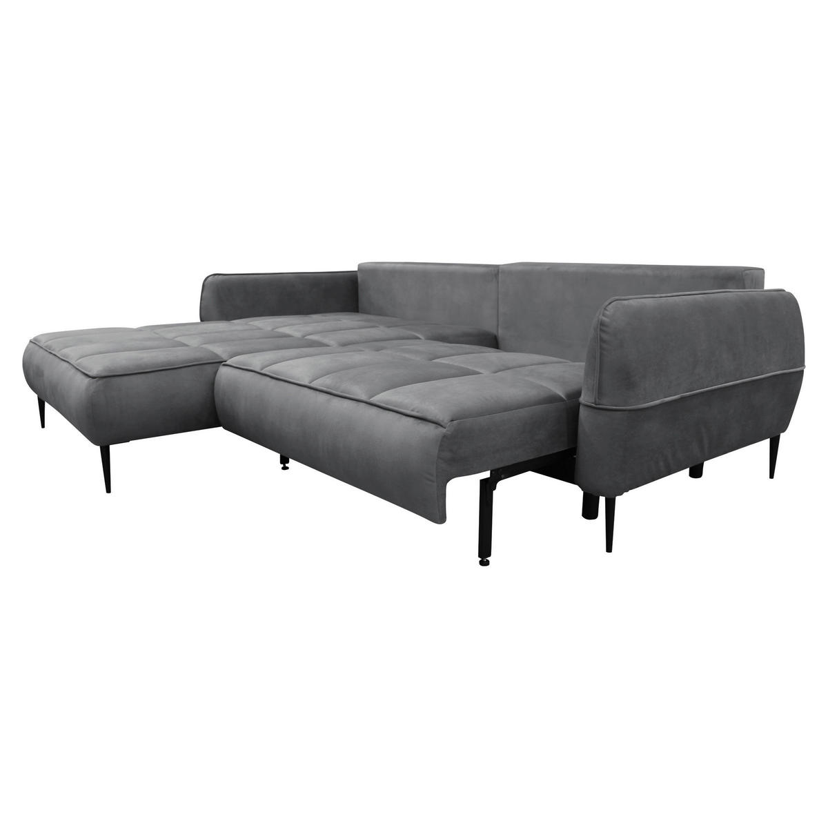 ECKSOFA Grau Velours  - Schwarz/Grau, Design, Textil/Metall (189/260cm) - MID.YOU