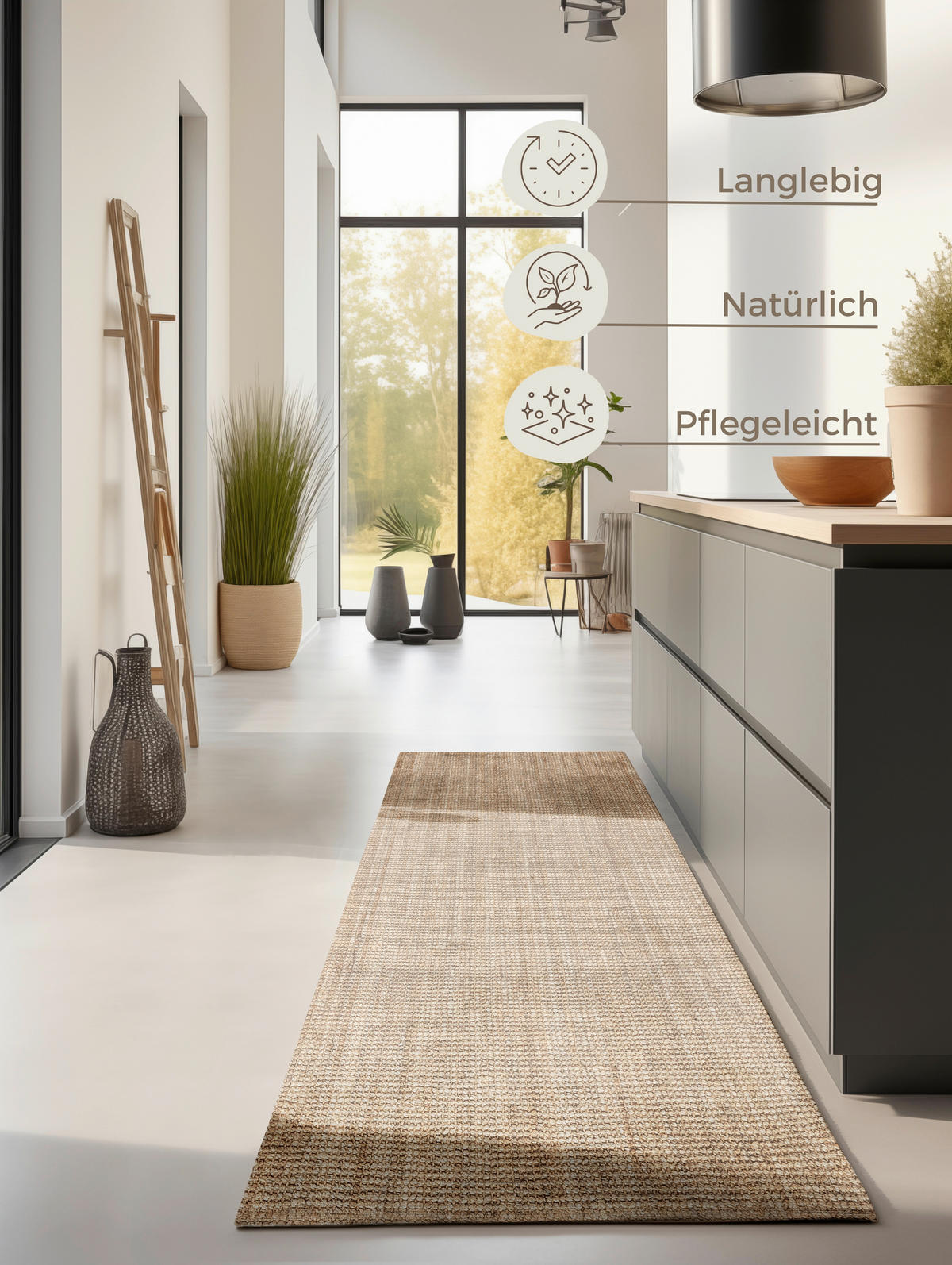 JUTETEPPICH 80/200/200 cm Bouclé Goldfarben  - Goldfarben, Basics, Textil (80/200/200cm) - Hanse Home