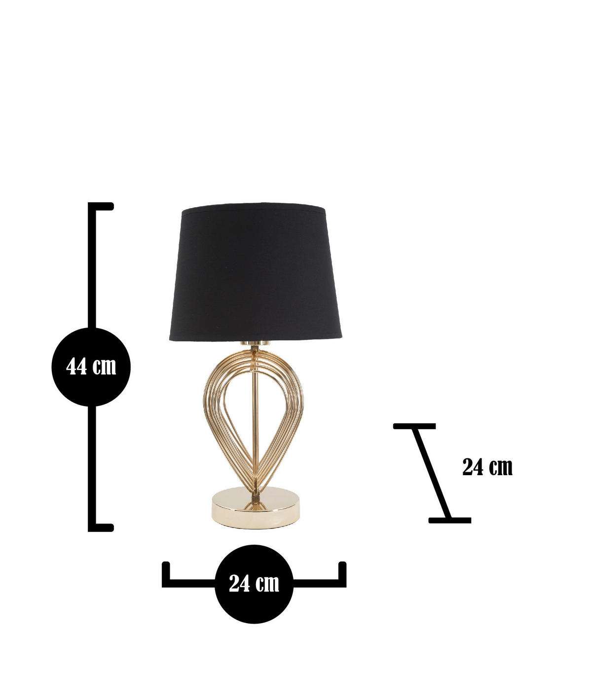 TISCHLEUCHTE 24/44 cm  - Goldfarben/Schwarz, Trend, Papier/Textil (24/44cm) - Mauro Ferretti