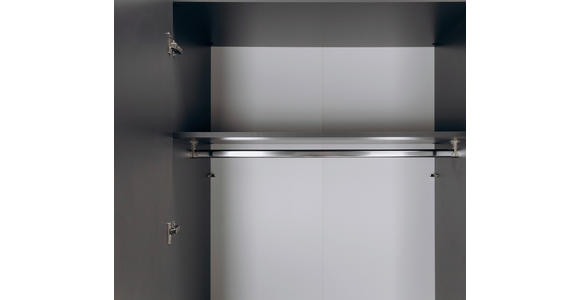 KLEIDERSCHRANK 196/219/59 cm 4-türig Anthrazit Hochglanz, Anthrazit - Anthrazit/Anthrazit Hochglanz, KONVENTIONELL, Holzwerkstoff/Metall (196/219/59cm) - Carryhome