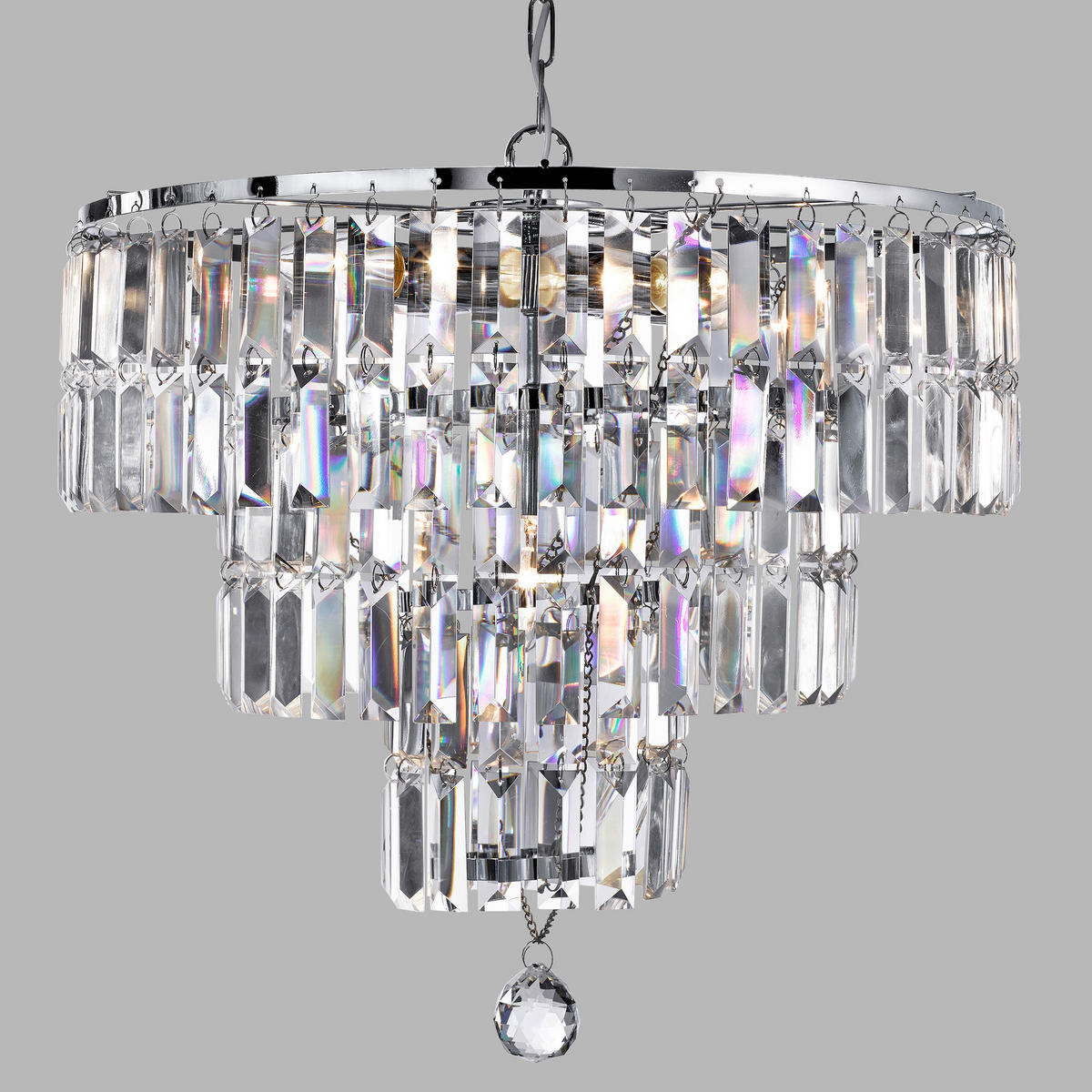KRISTALL-HÄNGELEUCHTE 48/43 cm   - Chromfarben, KONVENTIONELL, Glas/Metall (48/43cm)