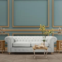 3-SITZER-SOFA Mikrofaser Hellgrau  - Hellgrau/Braun, Design, Holz/Textil (218/75/91cm) - P & B