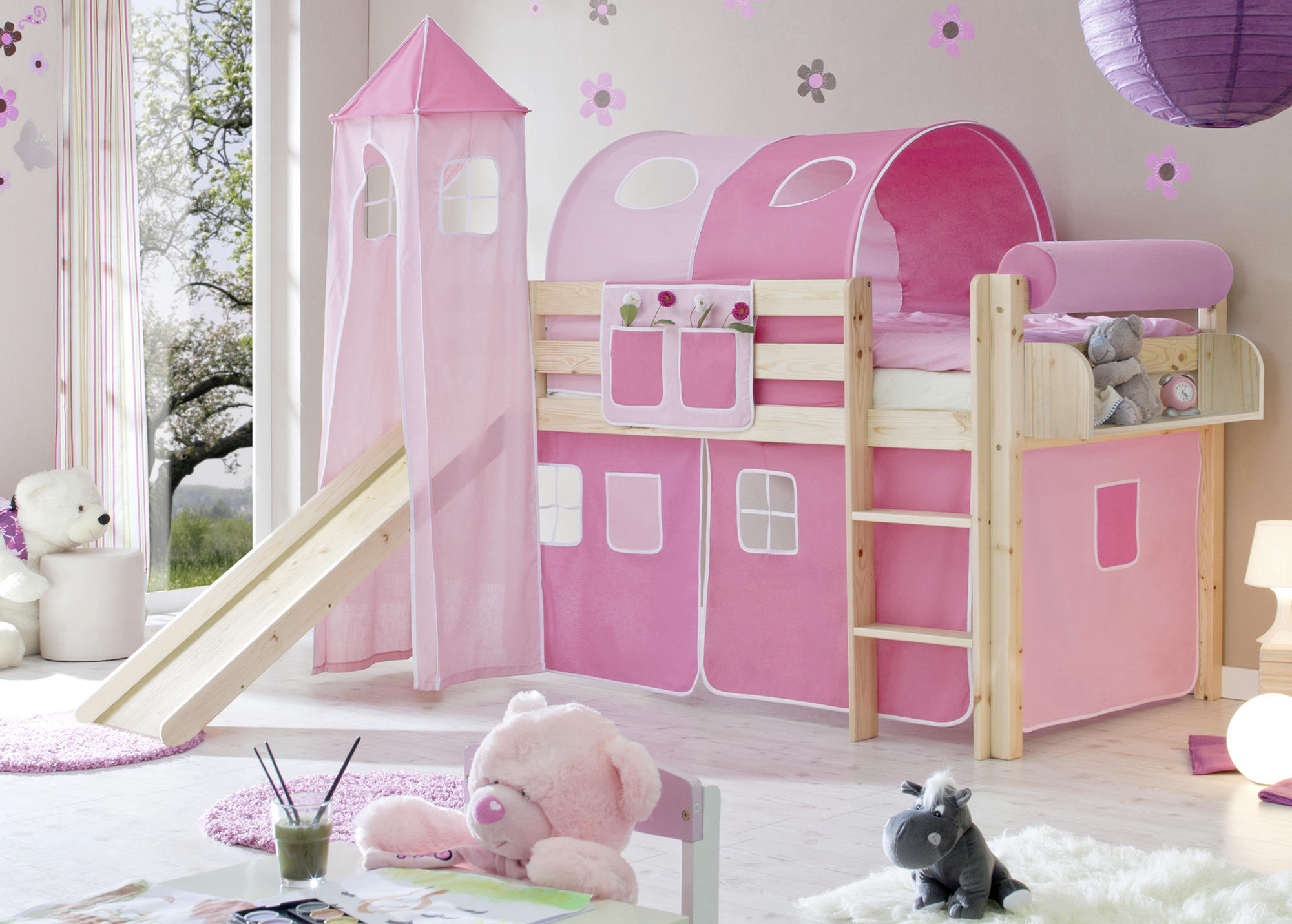 SPIELBETT Kiefer massiv 90/200 cm Rosa, Kieferfarben, Hellrosa  - Hellrosa/Rosa, Natur, Holz (90/200cm) - MID.YOU