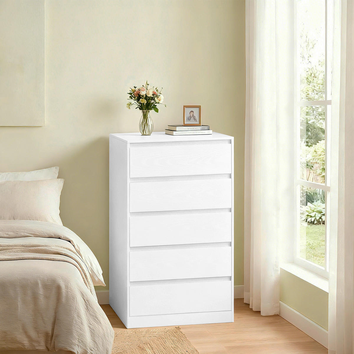KOMMODE , 60/97,4/40 cm, 5 Schublade(n)  - Weiß, Trend, Holzwerkstoff (60/97,4/40cm) - Boxxx